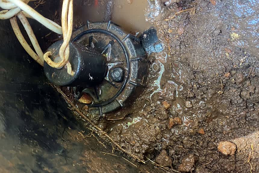 A valve box open during a repair